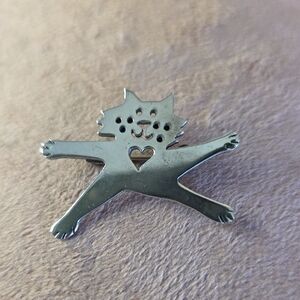 Vintage 925 Sterling Silver Cat Brooch